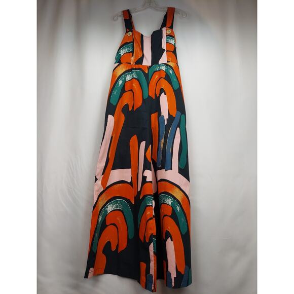 Anthropologie Bel Kazan Arches Wide Leg Jumpsuit Abstract Boho Colorful NEW Sz M - Picture 3 of 11